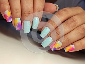 stylish design of manicure on beautiful nails