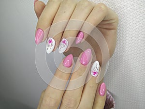 stylish design of manicure on long beautiful nails