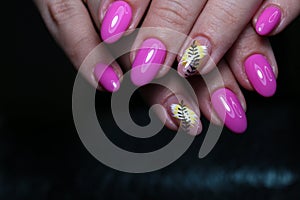 stylish design of manicure on long beautiful nails