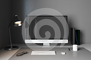 Stylish designer desktop with empty computer