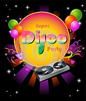 Stylish disco party banner