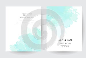 Stylish dusty cyan liquid ink vector design cards