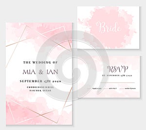 Stylish dusty pink and gold geometric vector design cards.