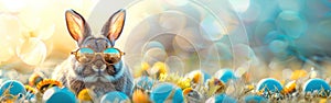 Stylish Easter Bunny with Golden Eggs: German Happy Easter Greeting Card