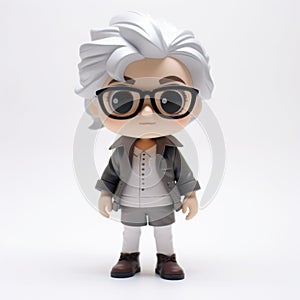 Stylish Elizabeth Vinyl Toy With Gray Hair And Glasses