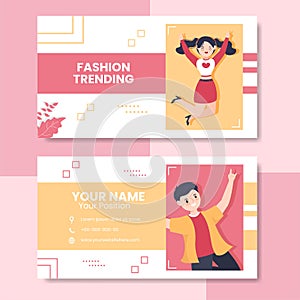 Stylish Fashion Card Horizontal Template Flat Cartoon Background Vector Illustration