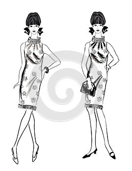 Stylish fashion dressed girl (1950's 1960's style)