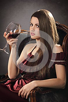 Stylish fashion woman with wineglass
