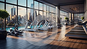 A stylish fitness center with a glass wall HD glass wall mockup 1920 * 1080 background