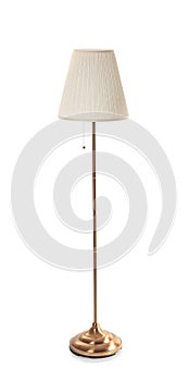 Stylish floor lamp on white background