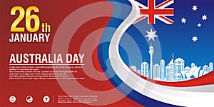 Stylish flyer, with Australia Flag Style and wave design