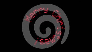 Stylish footage with the inscription `Merry Christmas` glows red and moves in a circle on a black background. Loop.