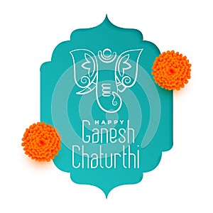 Stylish ganesh chaturthi celebration greeting with lord ganesha design