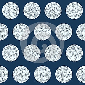 Stylish geometric navy seamless pattern with patterned circles