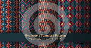 Stylish geometry argyle seamless pattern collection. Native american motif ethnic patterns.