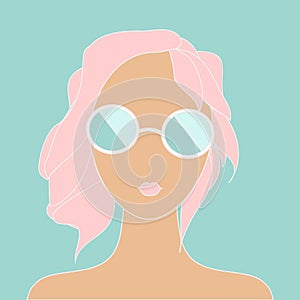 Stylish girl with pink hair