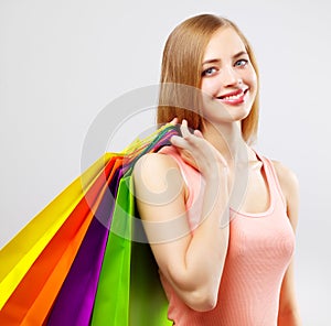 Stylish Girl with shopping bags