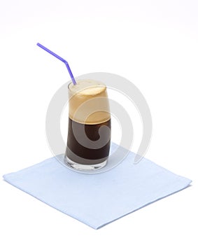 Stylish glass of iced coffee