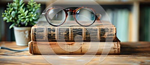 Stylish Glasses on Vintage Book