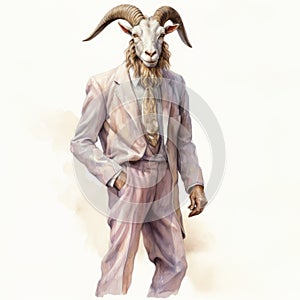 Stylish Goat In A Suit Illustration By Tran Nguyen, Robert Hagan, And William Stout photo