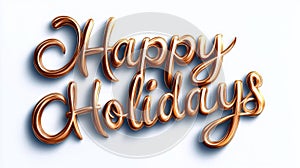 Stylish Golden \'Happy Holidays\' Text with Shiny Metallic Look photo