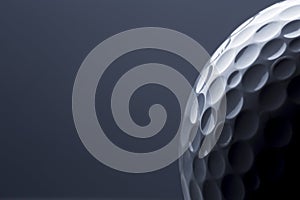 Stylish golf ball isolated on empty dark blue background.