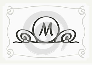 Stylish graceful monogram , Elegant line art logo design in Art Nouveau style