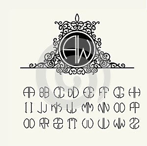 Stylish graceful monogram in Victorian Style