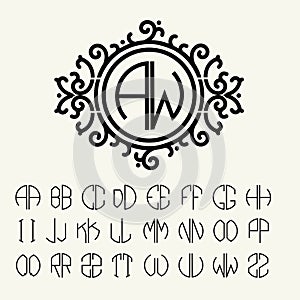 Stylish graceful monogram in Victorian Style