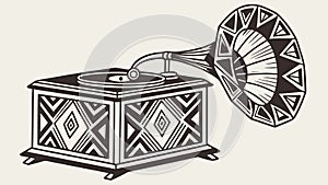 Stylish Gramophone with Modern Geometric Patterns Vector, vector design Generative AI