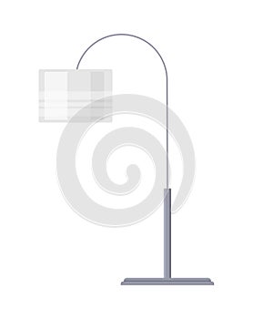 Stylish gray floor lamp isometric icon vector illustration. Curved modern electricity torchere