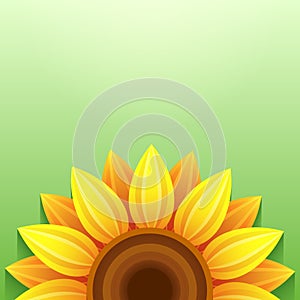 Stylish green background with 3d sunflower