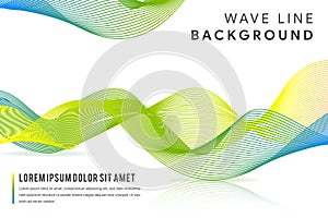 Stylish green horizontal wave. Abstract smoky wave line background
