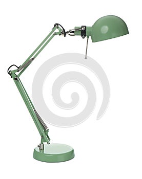 Stylish green table lamp isolated on white