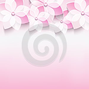 Stylish greeting card with pink 3d sakura flower