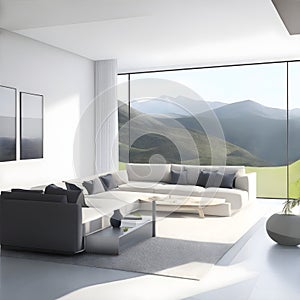 Stylish Grey Mockup with Glass Accents for Minimalist Living Room Interior Design