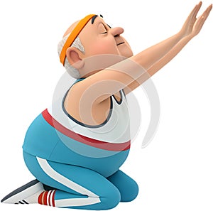 Dynamic man in stylish acrobatic outfit performs gymnastics pose.