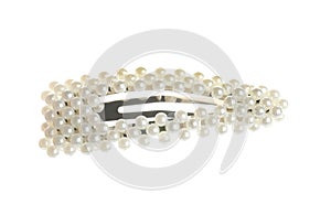 Stylish hair clip with pearls isolated