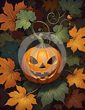 Stylish Halloween Pumpkin Design Representing the Festive Atmosphere, Generative AI