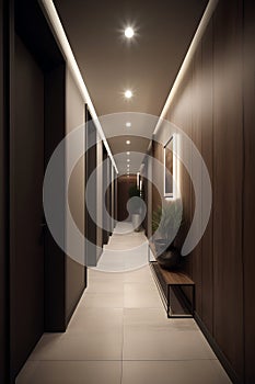 Stylish hallway interior in luxury house