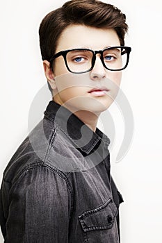 Stylish handsome young man posing. Studio shot on white background