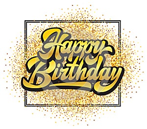 Stylish handwritten inscription happy birthday on the background