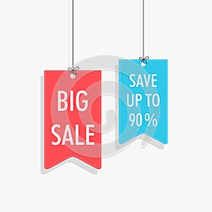 Stylish hanging tag, sticker and label of Big Sale save upto 90%.