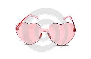 Stylish heart shaped glasses on white