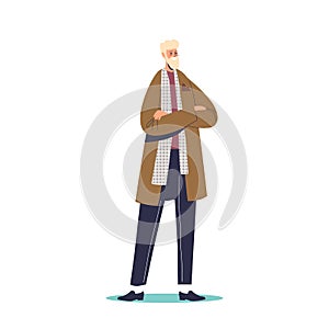 Stylish hipster successful businessman standing with folded hands confident and handsome