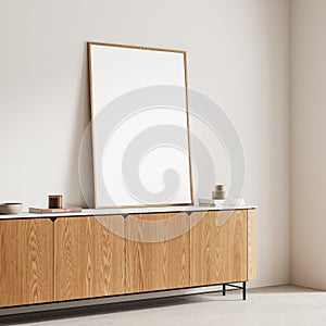 Stylish home living room interior dresser and art decoration, mockup frame