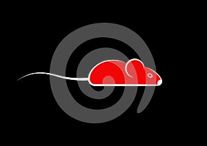 Stylish icon of a red mouse icone for web and print. photo