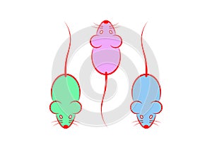 Stylish icon of a set mouse icone for web and print