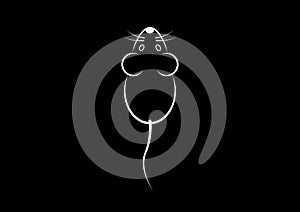 Stylish icon of a white mouse icone for web and print. Minimalistic symbol of the home of a rodent mouse or rat black and white photo