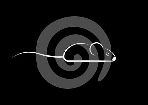 Stylish icon of a white mouse icone for web and print. Minimalistic symbol of the home of a rodent mouse or rat photo